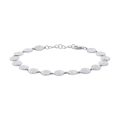 1.33ct 14k White Gold Diamond Pave Circle Bracelet