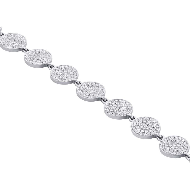 1.33ct 14k White Gold Diamond Pave Circle Bracelet