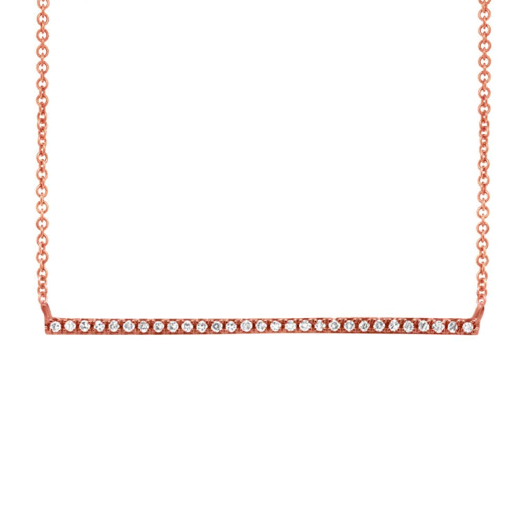 0.08ct 14k Rose Gold Diamond Bar Necklace