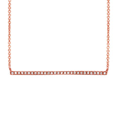 0.08ct 14k Rose Gold Diamond Bar Necklace