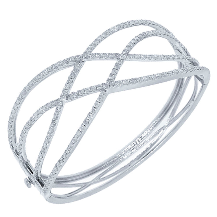 3.11ct 14k White Gold Diamond Bangle