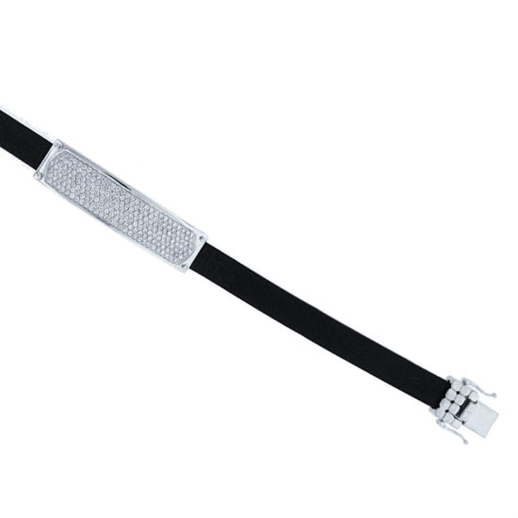 1.90ct 14k White Gold Diamond Calf Leather Bracelet