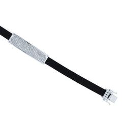 1.90ct 14k White Gold Diamond Calf Leather Bracelet