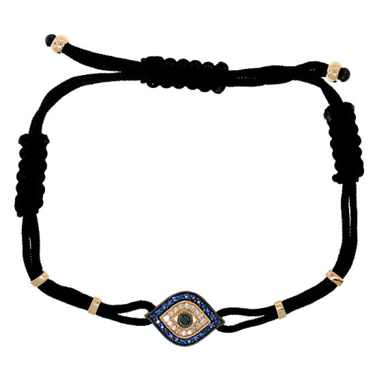 0.13ct Diamond & 0.22ct Blue Sapphire 14k Rose Gold Eye Bracelet