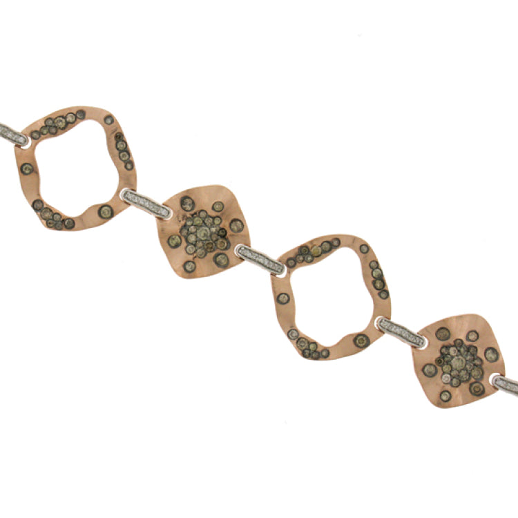 3.15ct 14k Rose Gold White & Champagne Diamond Bracelet