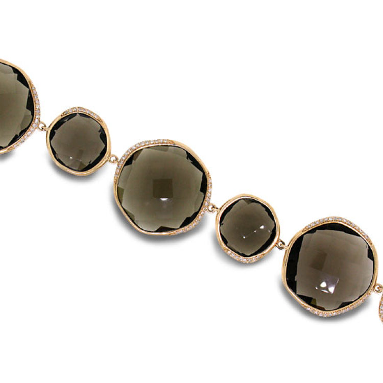 0.53ct Diamond & 112.67ct Smokey Topaz 14k Rose Gold Bracelet