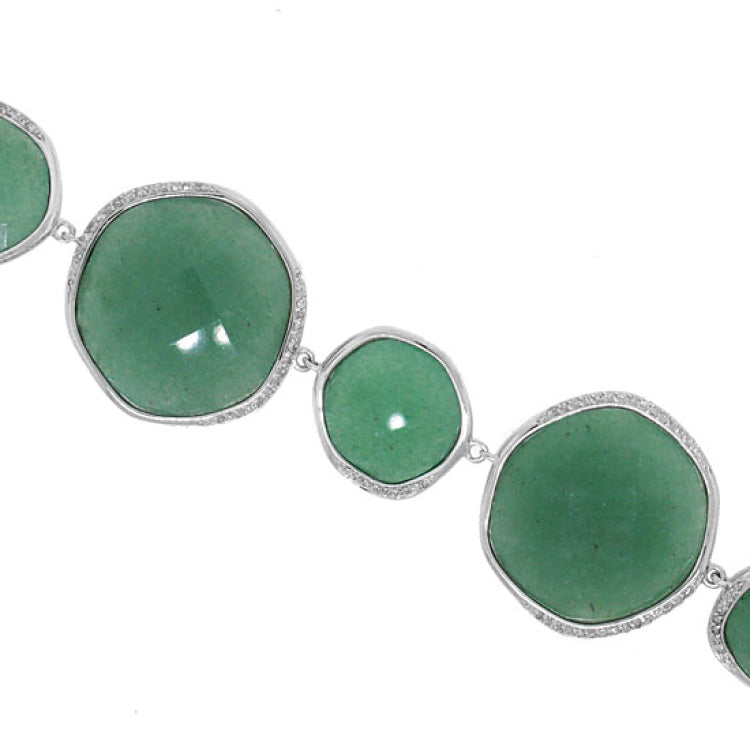 0.53ct Diamond & 103.52ct Aventurine 14k White Gold Bracelet