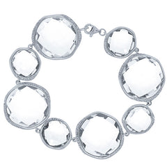 0.53ct Diamond & 107.75ct White Topaz 14k White Gold Bracelet