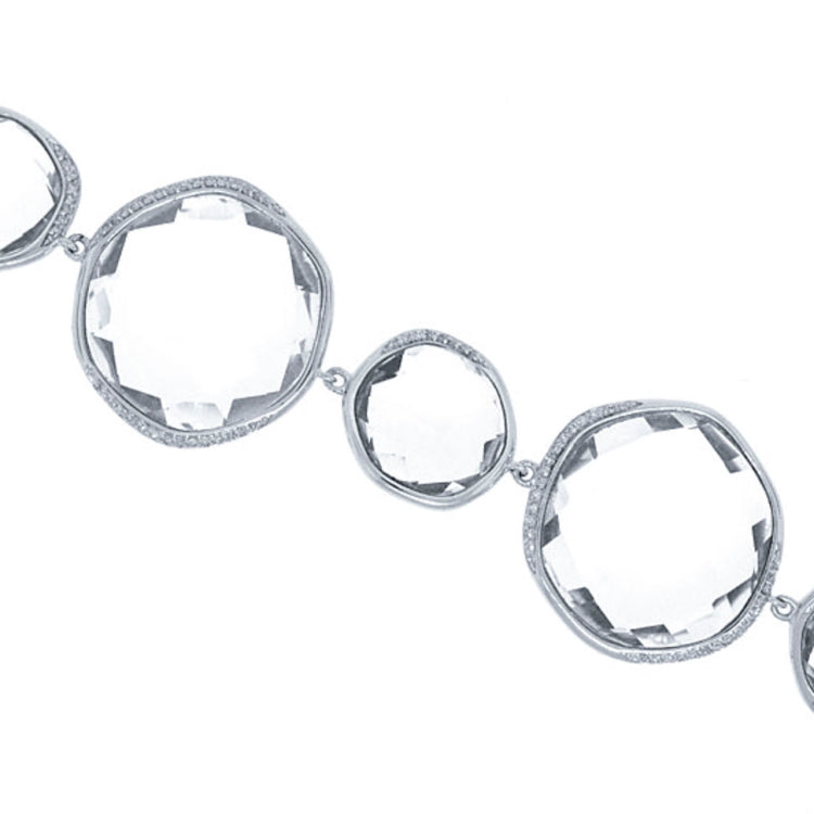 0.53ct Diamond & 107.75ct White Topaz 14k White Gold Bracelet