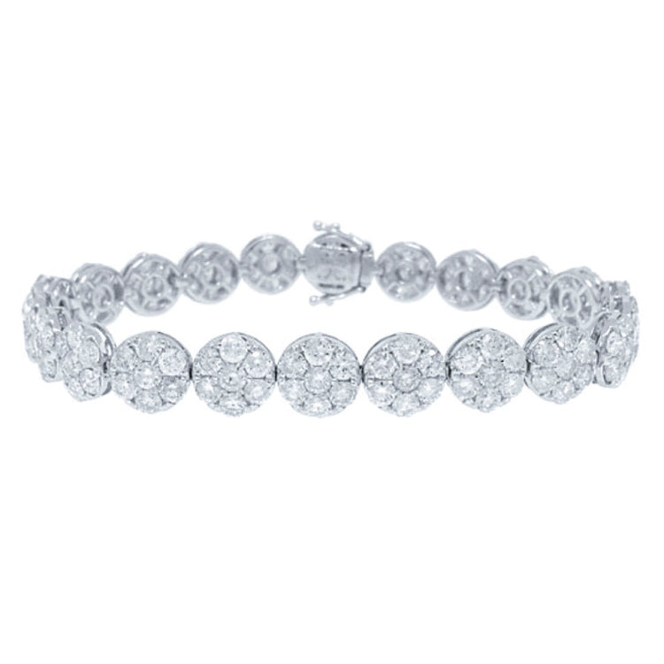11.80ct 18k White Gold Diamond Cluster Lady's Bracelet