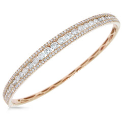 3.15ct 14k Rose Gold Diamond Bangle