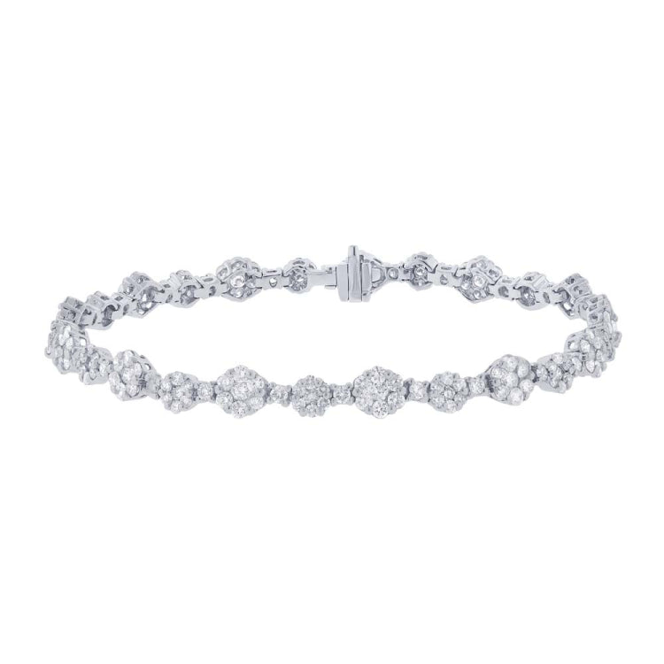 4.18ct 18k White Gold Diamond Cluster Lady's Bracelet