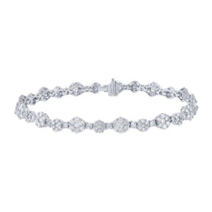 4.18ct 18k White Gold Diamond Cluster Lady's Bracelet
