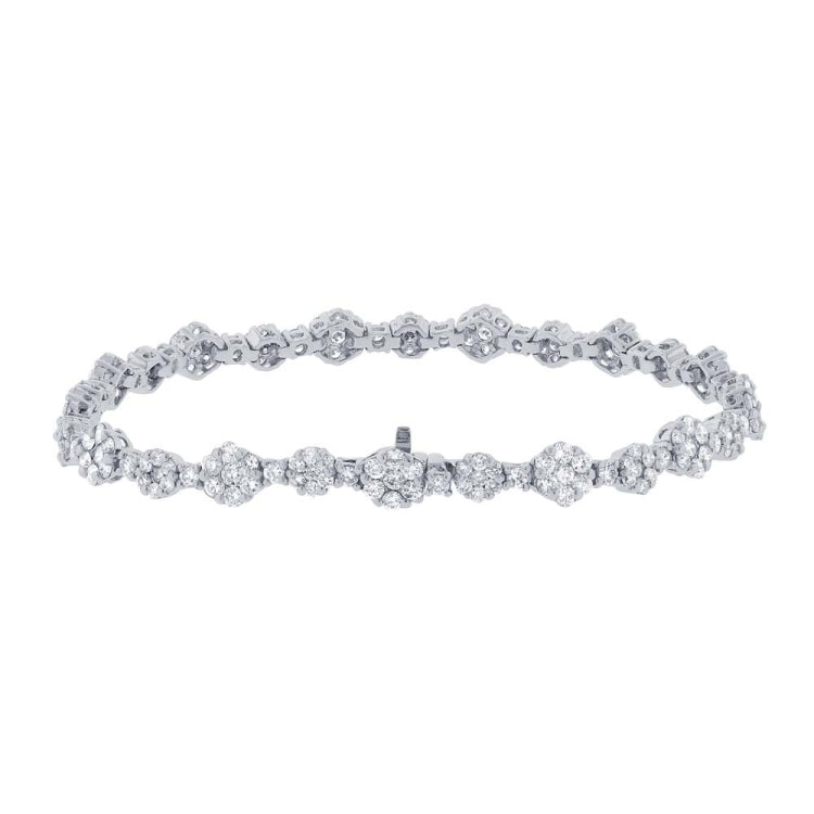4.18ct 18k White Gold Diamond Cluster Lady's Bracelet