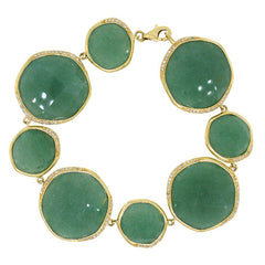 0.53ct Diamond & 103.52ct Aventurine 14k Yellow Gold Bracelet