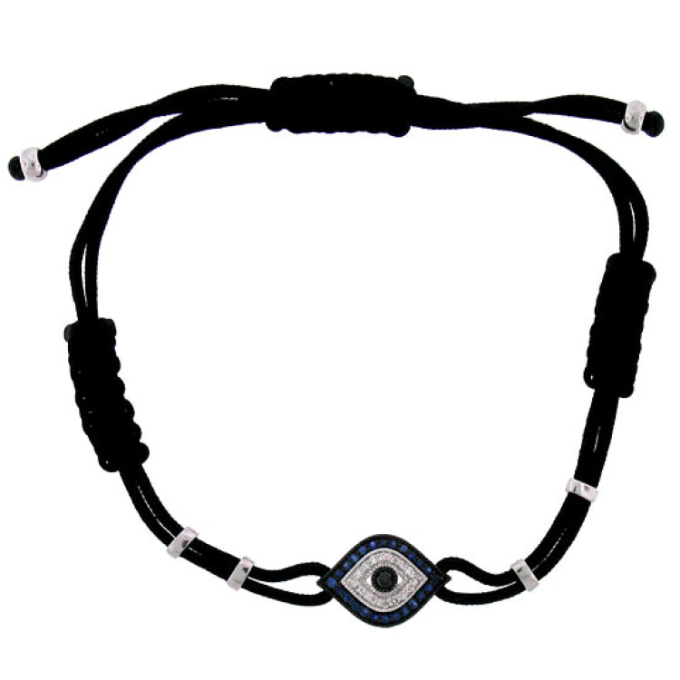 0.13ct Diamond & 0.22ct Blue Sapphire 14k White Gold Eye Bracelet
