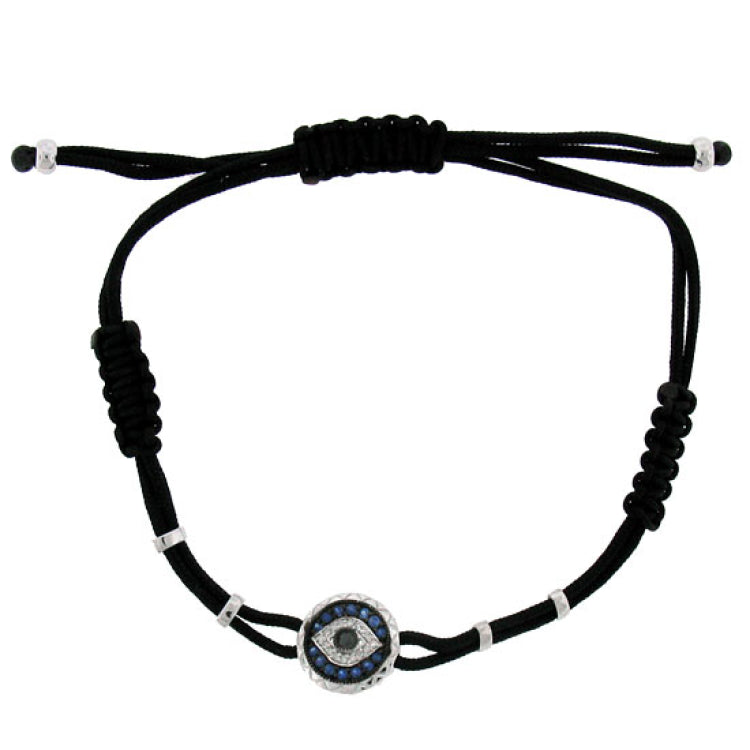 0.10ct Diamond & 0.20ct Blue Sapphire 14k White Gold Eye Bracelet