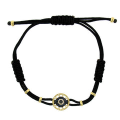 0.07ct Diamond & 0.15ct Blue Sapphire 14k Yellow Gold Eye Bracelet