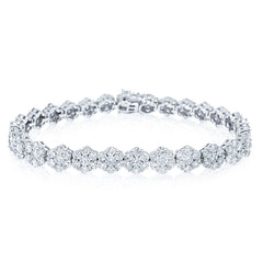 9.14ct 14k White Gold Diamond Lady's Cluster Bracelet