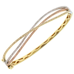 0.69ct 14k Three-tone Gold Diamond Bangle