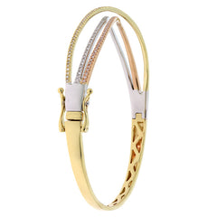 0.69ct 14k Three-tone Gold Diamond Bangle