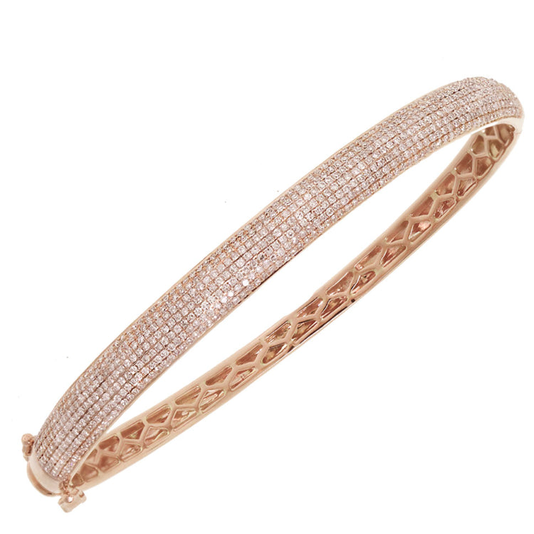 1.54ct 14k Rose Gold Diamond Pave Bangle