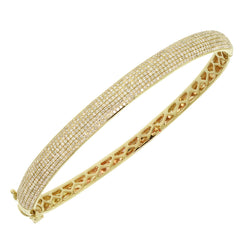 1.54ct 14k Yellow Gold Diamond Pave Bangle