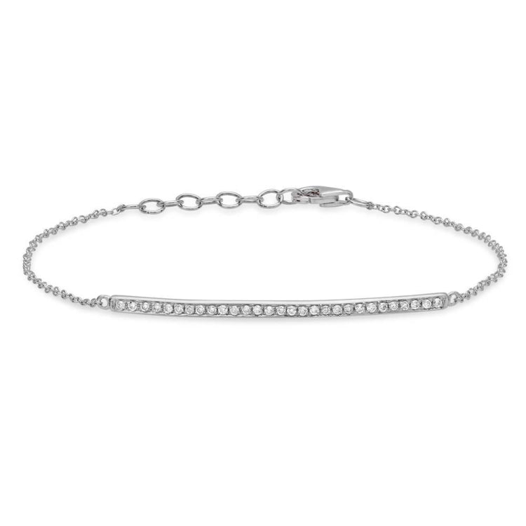 0.17ct 14k White Gold Diamond Bar Bracelet