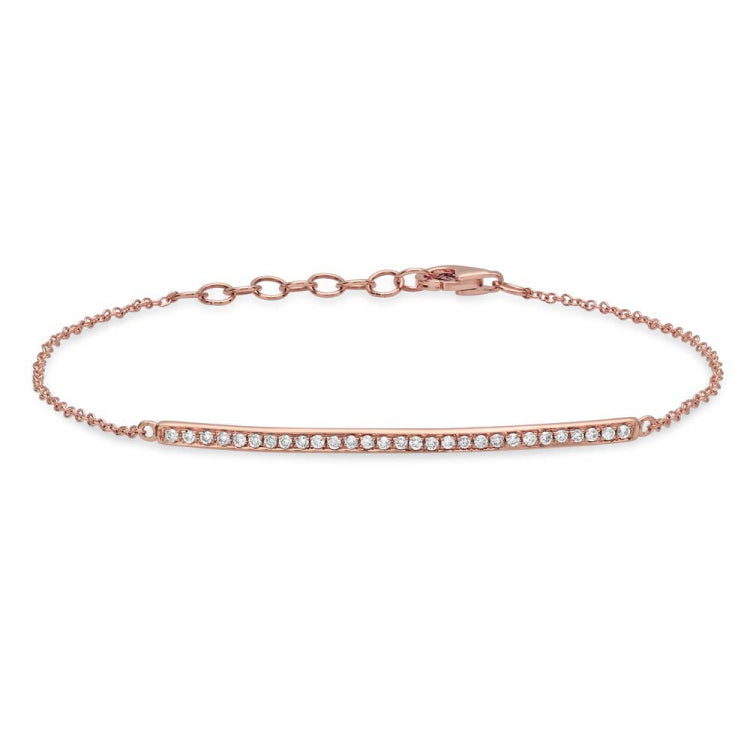0.17ct 14k Rose Gold Diamond Bar Bracelet