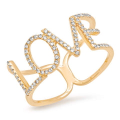 0.20ct 14k Yellow Gold Diamond "Love" Ring