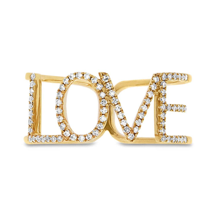 0.20ct 14k Yellow Gold Diamond "Love" Ring