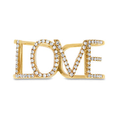 0.20ct 14k Yellow Gold Diamond "Love" Ring