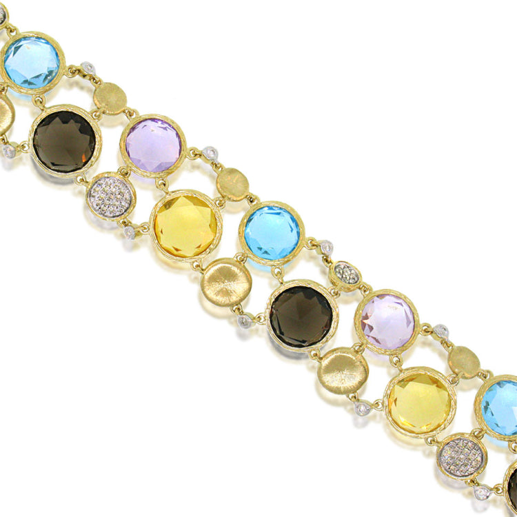 0.45ct Diamond & 42.64ct Multicolor Stone 14k Yellow Gold Bracelet