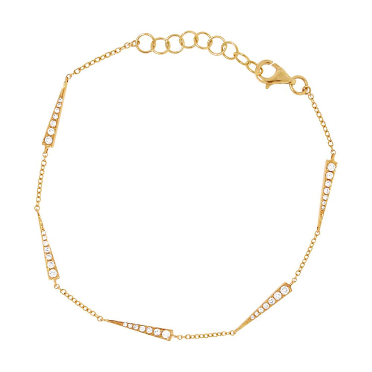 0.23ct 14k Yellow Gold Diamond Triangle Bracelet