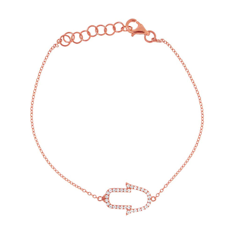 0.16ct 14k Rose Gold Diamond Hamsa Bracelet