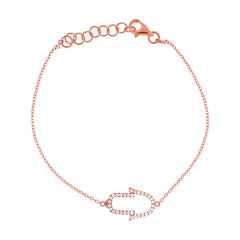 0.16ct 14k Rose Gold Diamond Hamsa Bracelet