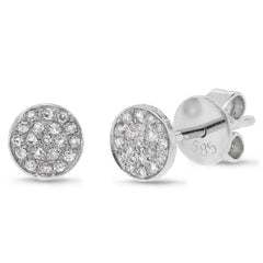 0.07ct 14k White Gold Diamond Pave Stud Earring