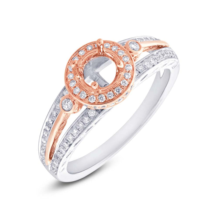 0.26ct 14k Two-tone Rose Gold Diamond Semi-mount Ring