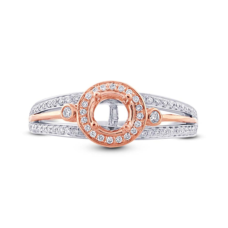 0.26ct 14k Two-tone Rose Gold Diamond Semi-mount Ring