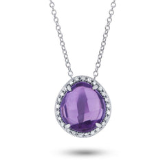 0.07ct Diamond & 2.10ct Amethyst 14k White Gold Pendant