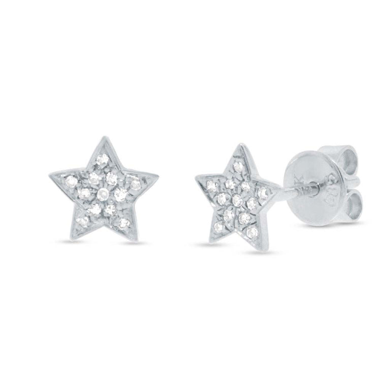 0.07ct 14k White Gold Diamond Star Stud Earring