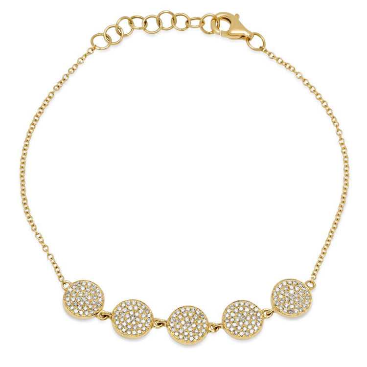 0.46ct 14k Yellow Gold Diamond Pave Circle Bracelet