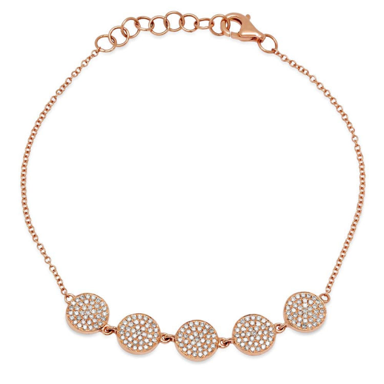 0.46ct 14k Rose Gold Diamond Pave Circle Bracelet