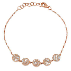 0.46ct 14k Rose Gold Diamond Pave Circle Bracelet