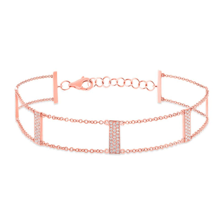 0.40ct 14k Rose Gold Diamond Ladder Bracelet