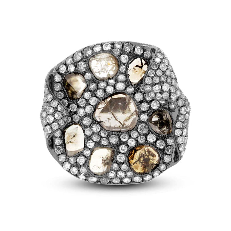4.37ct 18k Black Rhodium Gold Fancy Diamond Ring