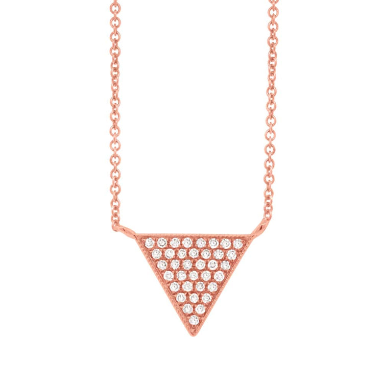 0.07ct 14k Rose Gold Diamond Pave Triangle Necklace