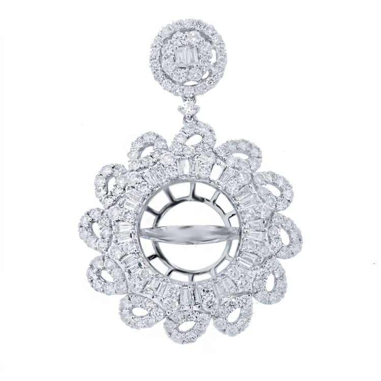 3.68ct 18k White Gold Diamond Semi-mount Pendant