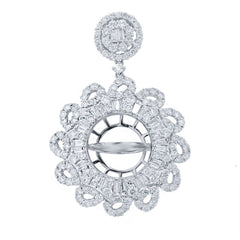 3.68ct 18k White Gold Diamond Semi-mount Pendant