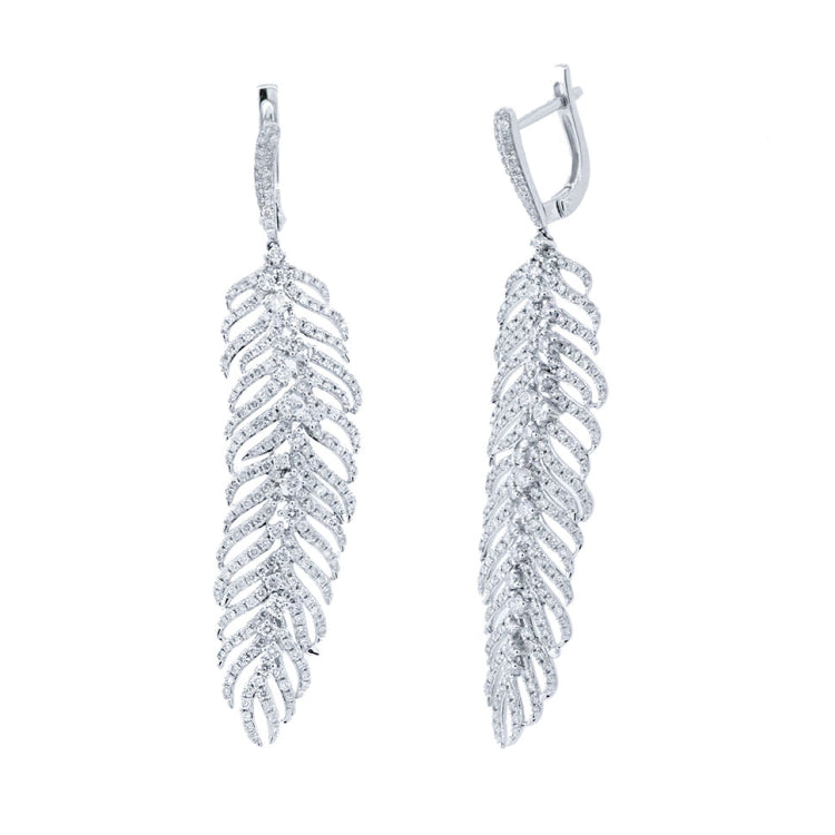 4.55ct 14k White Gold Diamond Feather Earring